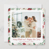 ポインセテ縁どィアラウンドホリデーカード シーズンカード (正面)