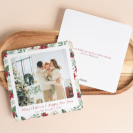 ポインセテ縁どィアラウンドホリデーカード シーズンカード