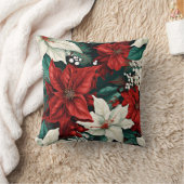 ポインセテ赤と白ィアス クッション (ブランケット)