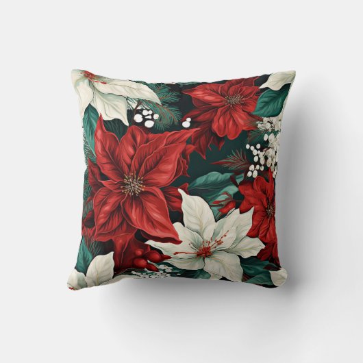 ポインセテ赤と白ィアス クッション (裏面)