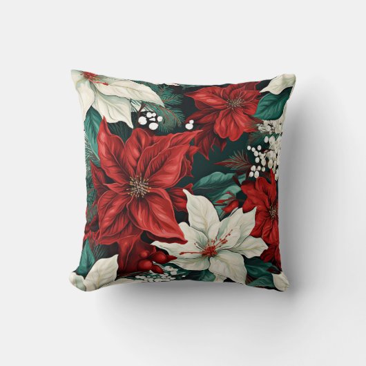ポインセテ赤と白ィアス クッション (正面)