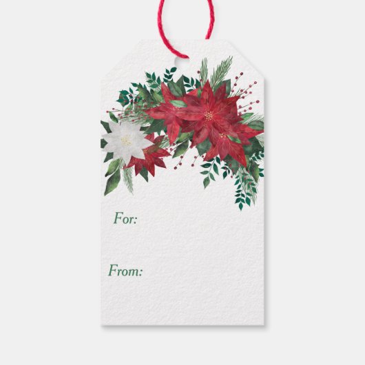 ポインセテ赤と白ィアブーケホリデイ ギフトタグ (裏面)