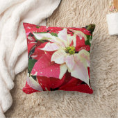 ポインセテ赤と白ィアホリデイ装飾用クッション クッション (ブランケット)
