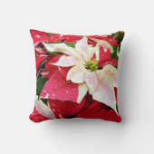 ポインセテ赤と白ィアホリデイ装飾用クッション クッション (正面)