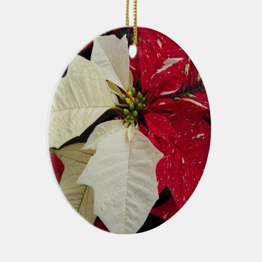 ポインセテ赤と白ィアホリデイ セラミックオーナメント (右)