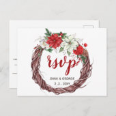 ポインセ素朴ッティア冬の葉パインコーンrsvp インビテーションポストカード (正面/裏面)