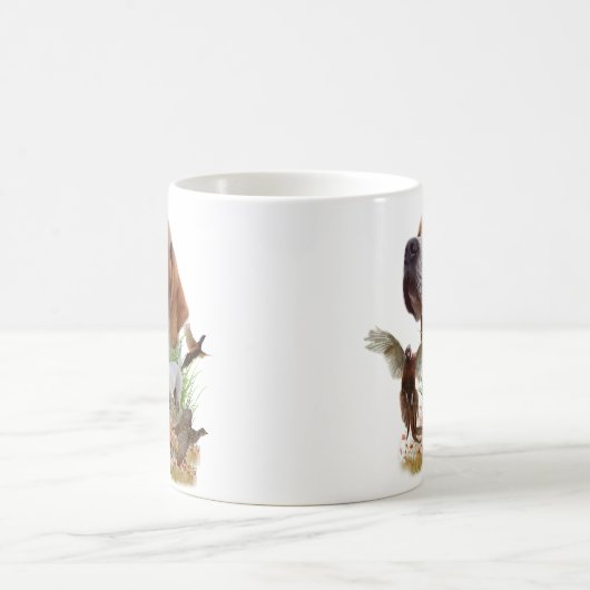 ポインタを持つキジの狩り,アート コーヒーマグカップ (中央)