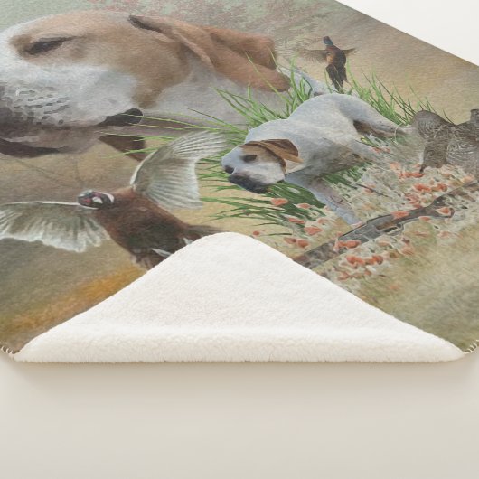 ポインタを持つキジの狩り，アート シェルパブランケット (3/4)