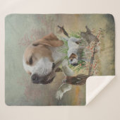 ポインタを持つキジの狩り，アート シェルパブランケット (正面(横))