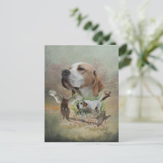 ポインタを持つキジの狩り,アート ポストカード (スタンド正面)