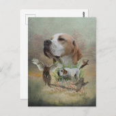 ポインタを持つキジの狩り,アート ポストカード (正面/裏面)