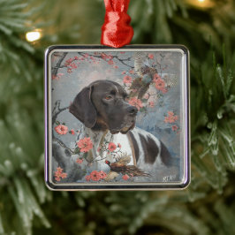 ポインタを持つキジの狩り，アート メタルオーナメント