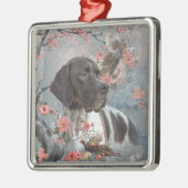 ポインタを持つキジの狩り，アート メタルオーナメント (左)