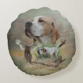 ポインタを持つキジの狩り,アート ラウンドクッション (裏面)