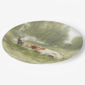 ポインタを持つキジ狩り ペーパープレート (アングル)