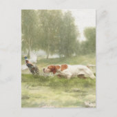 ポインタを持つキジ狩り ポストカード (正面)