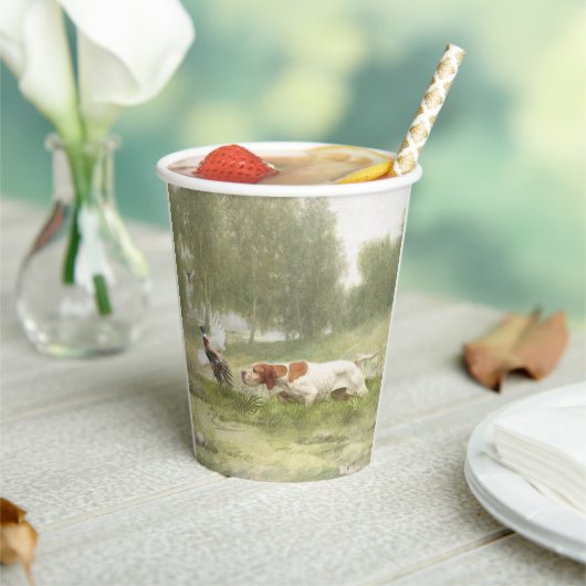 ポインタを持つキジ狩り 紙コップ (インサイチュ)