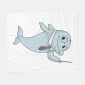 ポインタを持つ先生としてのイルカ フリースブランケット (正面(横))