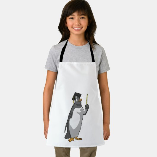 ポインタを持つ先生としてのペンギン エプロン (インサイチュ)