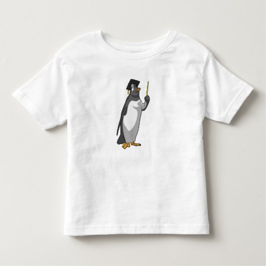 ポインタを持つ先生としてのペンギン トドラーTシャツ (正面)