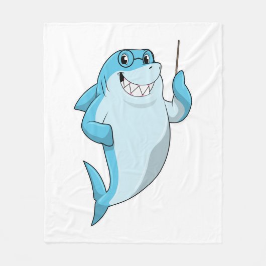 ポインタを持つ先生としてサメ フリースブランケット (正面)