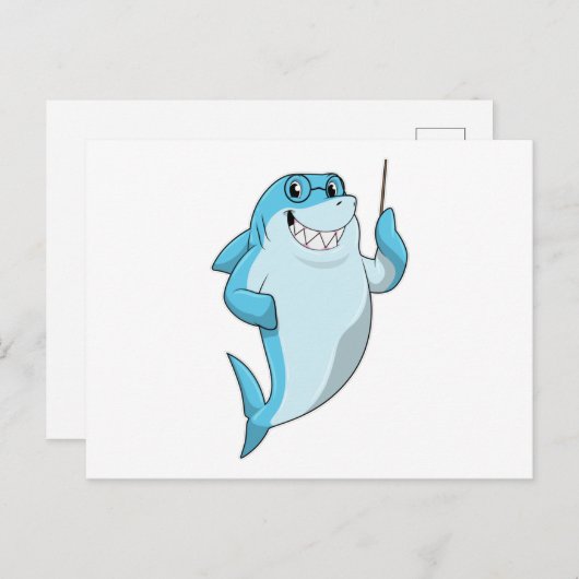 ポインタを持つ先生としてサメ ポストカード (正面/裏面)