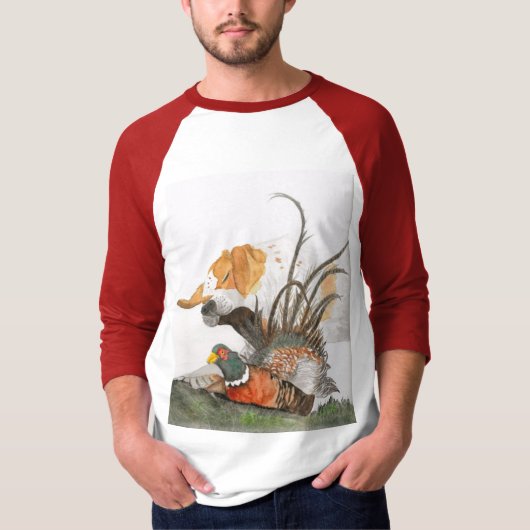 ポインターとキジ Tシャツ (正面)