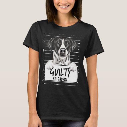 ポインターのマグショット有罪犬 Tシャツ (正面)
