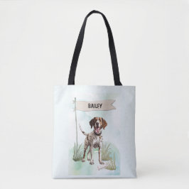 ポインターの水彩画 オーダーメイドの犬 トートバッグ