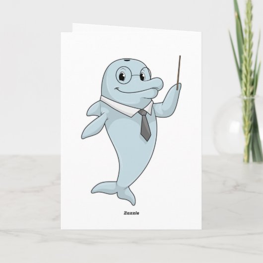 ポインターを持つ教師としてのイルカ カード (裏面)