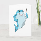 ポインターを持つ教師としてのサメ カード (正面)