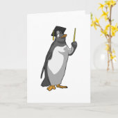 ポインターを持つ教師としてのペンギン カード (黄色い花)