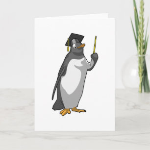 ポインターを持つ教師としてのペンギン カード