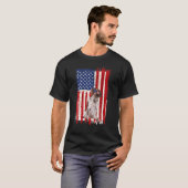 ポインタードッグアメリカ国旗の愛国的独立4 Tシャツ (正面フル)