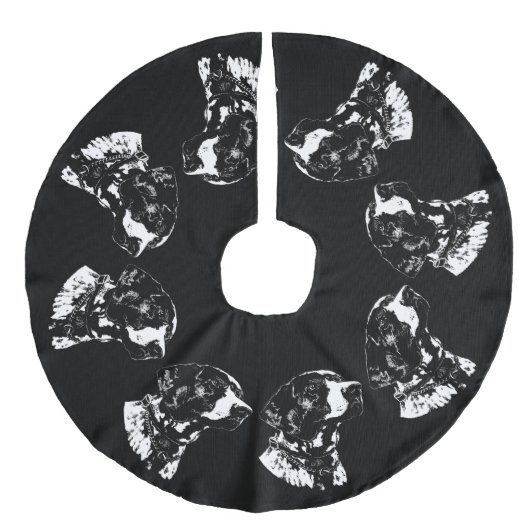 ポインタードッグクリスマスツリースカート犬の木のスカート フェイクリネンツリースカート (正面)