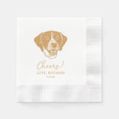 ポインタードッグパーソナライズされた応援 縁ありカクテルナプキン (正面)