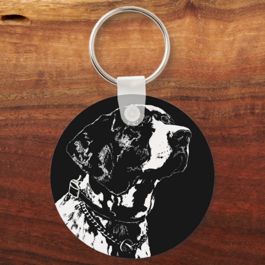 ポインター犬のキーチェーン おしゃれな犬好きのためのキーチェーン キーホルダー (正面)