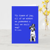 ポインター犬の引用文カードWH Auden願い私達に尾がありました カード (黄色い花)