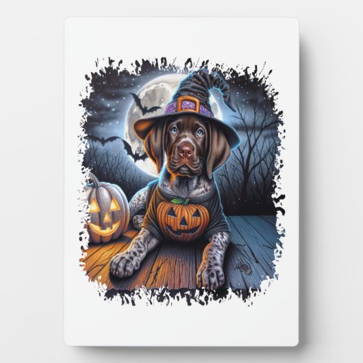 ポインター犬 ハロウィン スクエア フォトプラーク (正面)