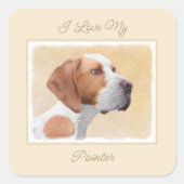 ポインタ絵画ズ – かわいいオリジナルドッグアートスクエアセント スクエアシール (正面)