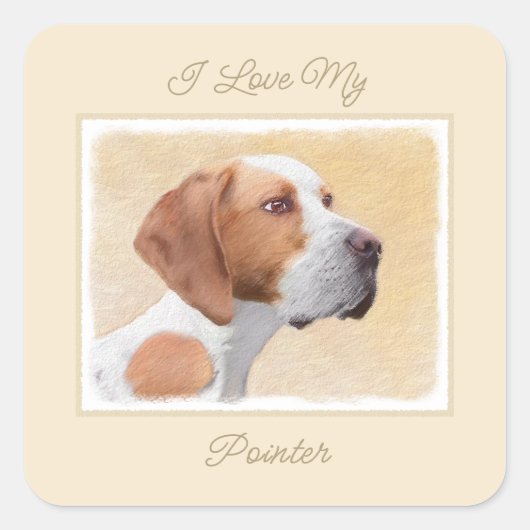ポインタ絵画ズ – かわいいオリジナルドッグアートスクエアセント スクエアシール (正面)