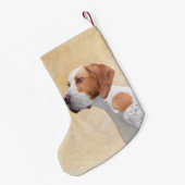 ポインタ絵画ズ – かわいいオリジナルドッグアート スモールクリスマスストッキング (裏面 (吊り時))