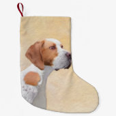 ポインタ絵画ズ – かわいいオリジナルドッグアート スモールクリスマスストッキング (正面)