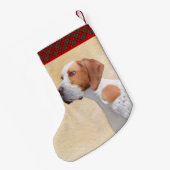 ポインタ絵画ズ – かわいいオリジナルドッグアート スモールクリスマスストッキング (裏面 (吊り時))