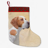 ポインタ絵画ズ – かわいいオリジナルドッグアート スモールクリスマスストッキング (正面)