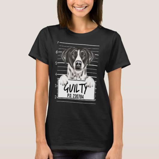 ポインタMugshot有罪の犬 Tシャツ (正面)
