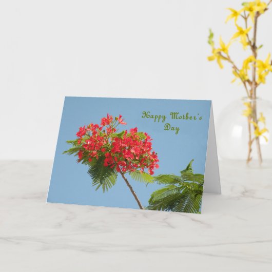 ポインチアナの花を持つ母王室のの日のカード カード (黄色い花)