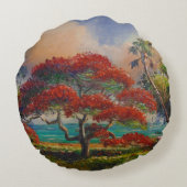 ポインチアナ王室のツリー&ボートバイマズ ラウンドクッション (裏面)