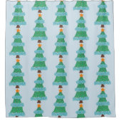 ポインティリシスクリスマスツリーシャワーカーテン シャワーカーテン (正面)