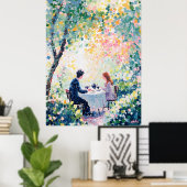 ポインティリシムカップル楽しむ茶のアウトドア ポスター (ホームオフィス)